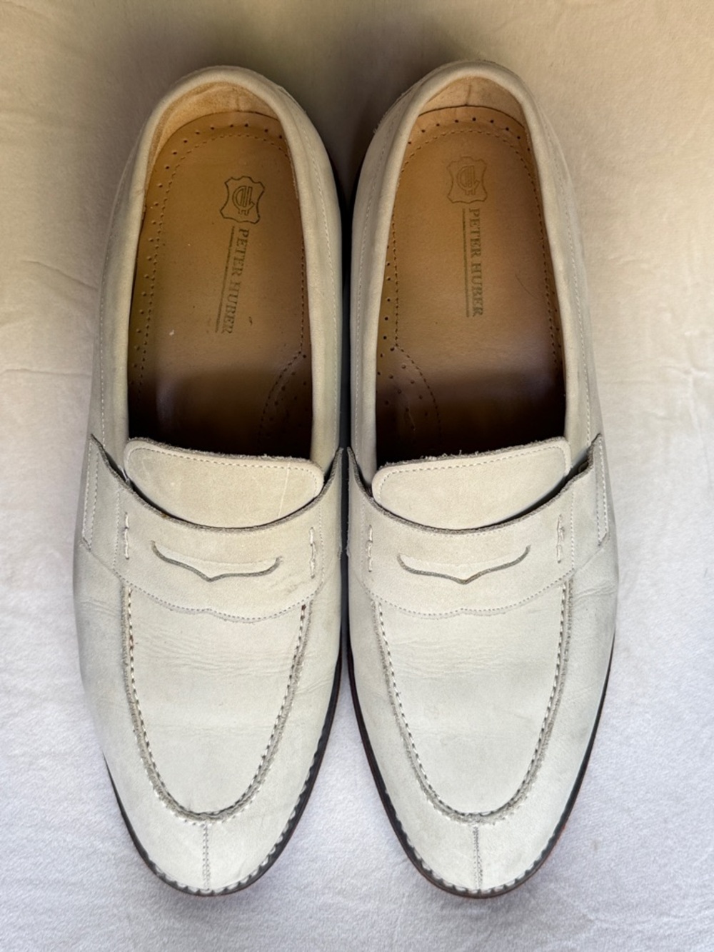 Cream Suede Penny Loafers for Men — Classic Slip-On Style